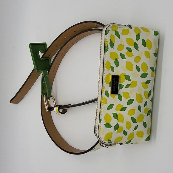 1473- Kate Spade Leather Lemon Print Fanny Pack Women's Belt Size L/XL NWT - Picture 1 of 12